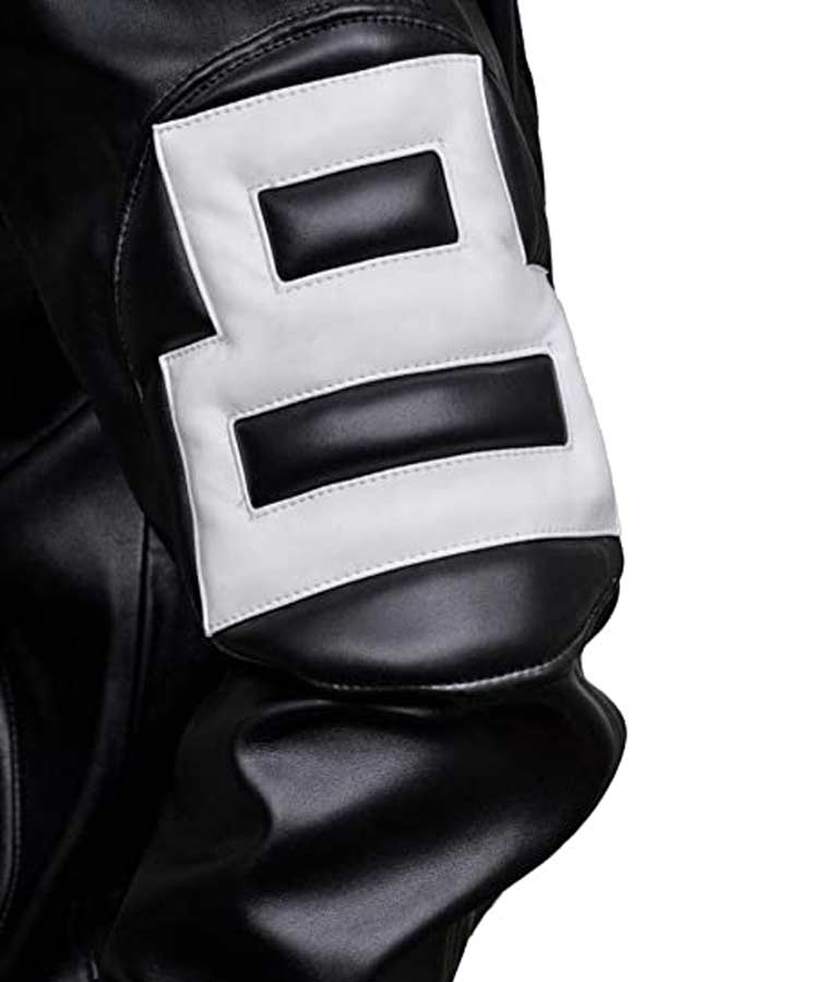 8 Ball Leather Jacket Bomber Style Black Leather Jacket image 2