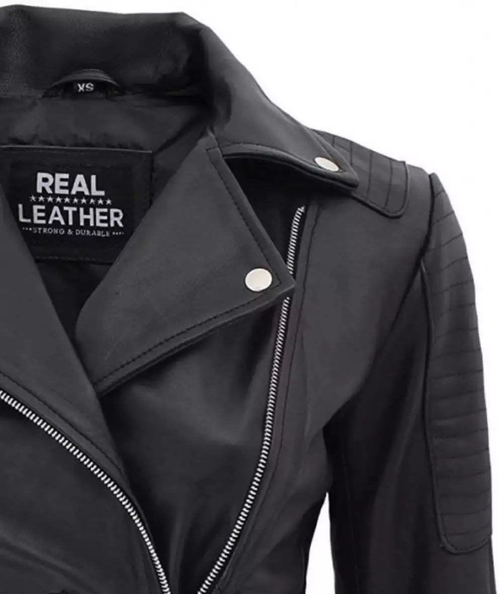 Women's Black Finest Moto Leather Jacket image 1