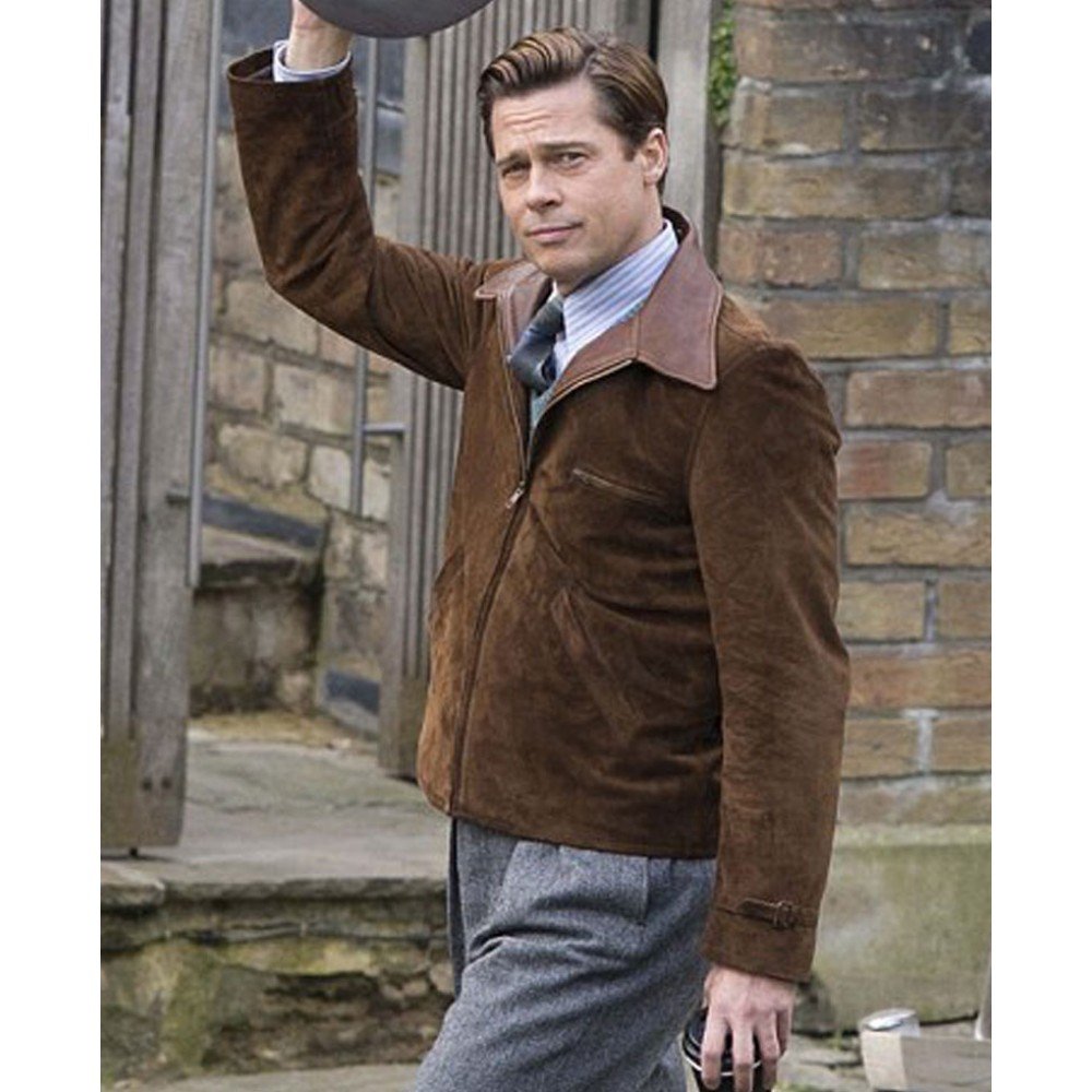 Allied Brad Pitt Max Vatan Leather Jacket image 7