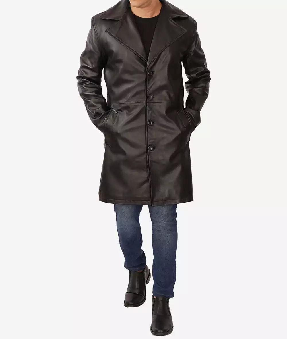Men's Premium Lambskin Real Leather Black Coat image 1