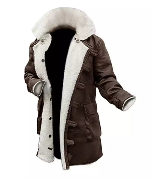 Men's Brown Bane Sherpa Coat - Genuine Leather Swedish Winter Coat image 0