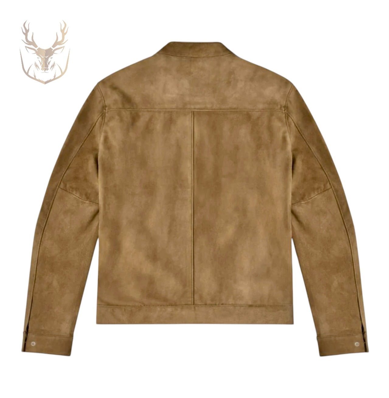 Caramel Brown Suede Bomber Jacket For Men.