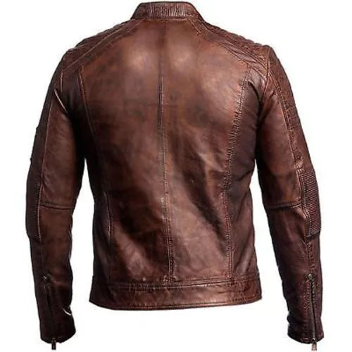 Vintage Distressed Brown Biker Motorcycle Genuine Real Leather Jacket image 1