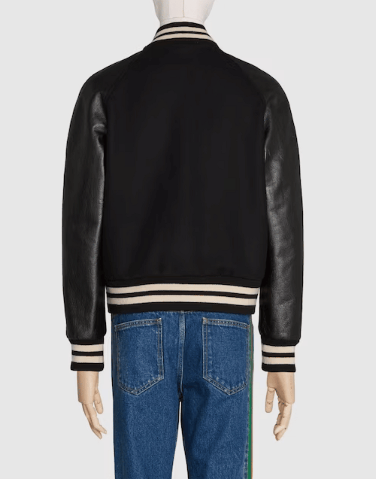 Black Felt And Leather Bomber Jacket image 1
