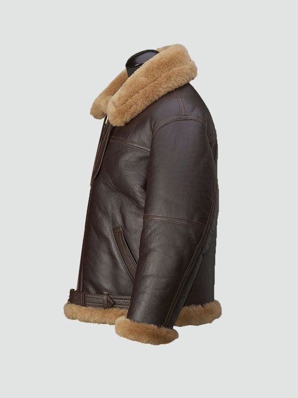Mens RAF Shearling Leather Jacket image 1