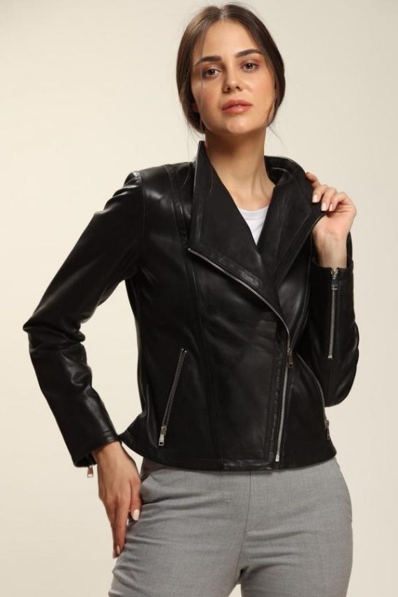 Absolute Black Leather Jacket Women image 1