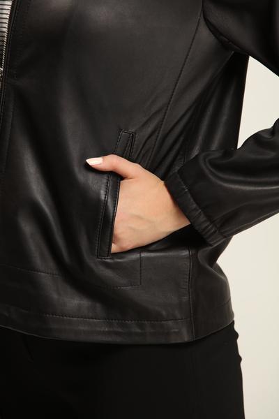 Black Leather Jacket With Detachable Hood Women image 0