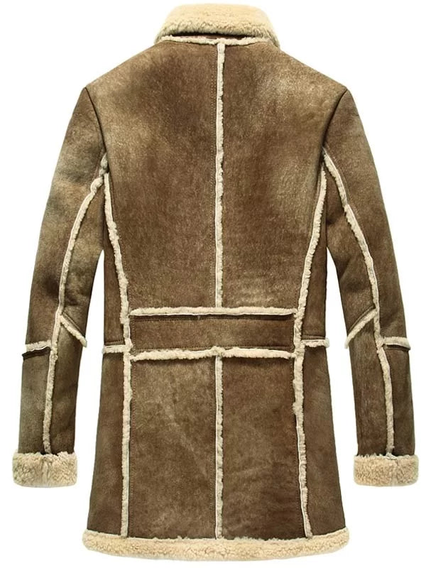 Mens Reacher Style Brown Sheepskin Leather Coat image 1