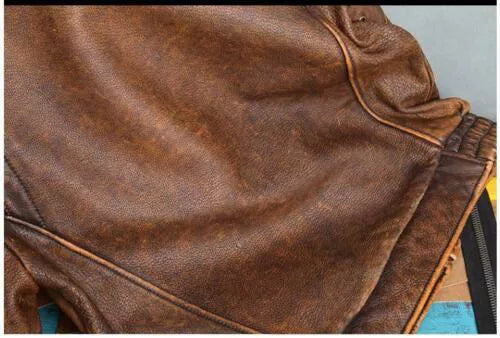 A2 Aviator Brown Bomber Genuine Leather Jacket image 1