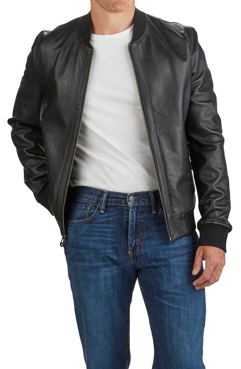 Bonded Leather Bomber Jacket image 0