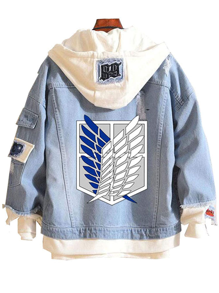 Attack on Titan Jean Jacket with Hood image 1