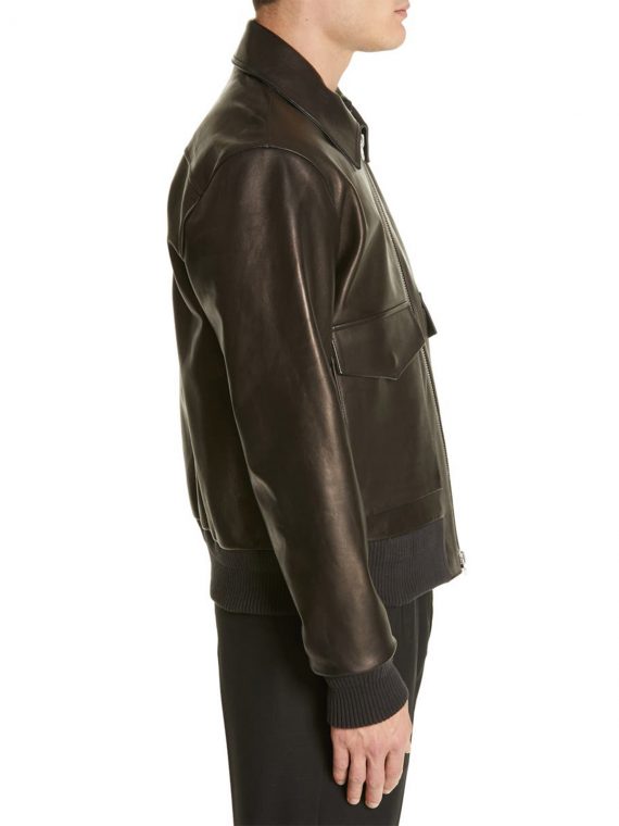 Black Lambskin Leather Jacket Men image 1