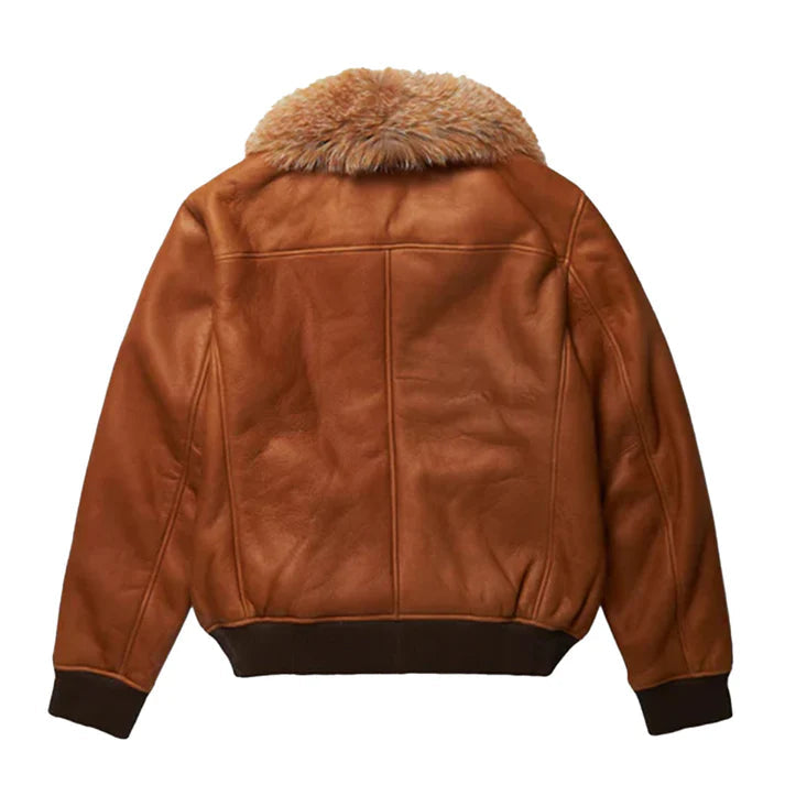Men's B3 Brown Flying Aviator Faux Shearling Bomber Jacket image 1