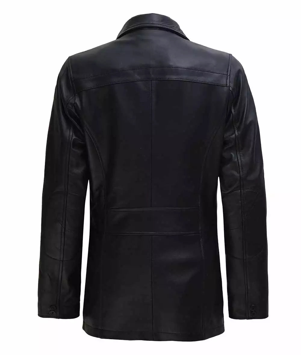 Bristol Women's Black 3/4 Length Leather Car Coat image 4