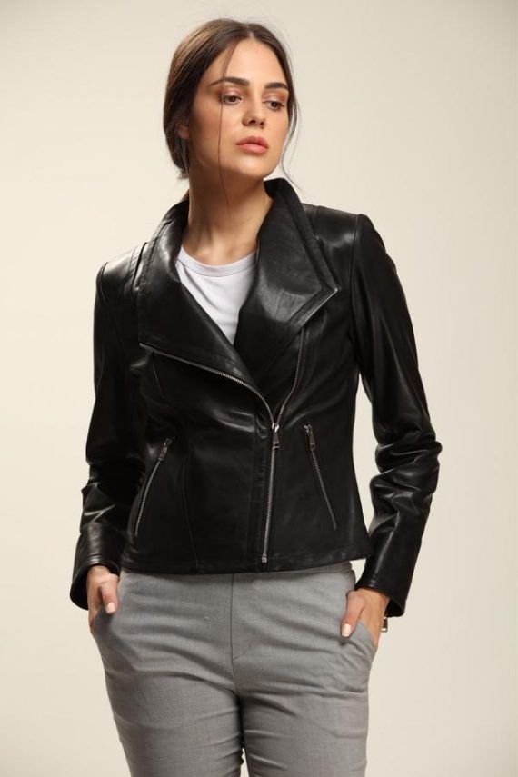 Absolute Black Leather Jacket Women image 0