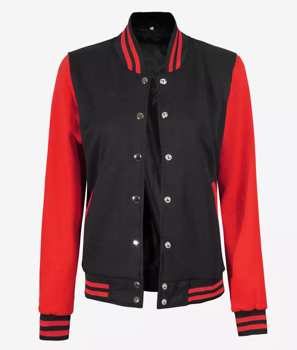 Women's Red and Black Varsity Jacket - Baseball Style image 1