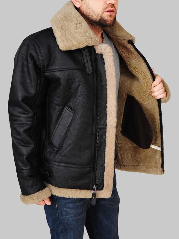 B3 Flying Aviator Men Shearling Jacket image 3