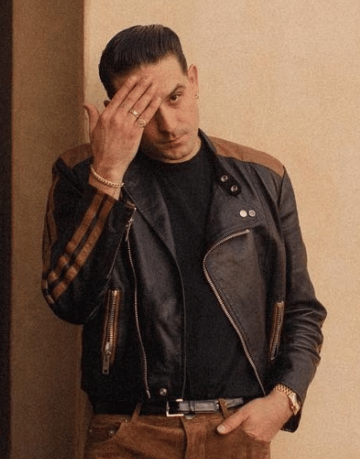 Black & Brown G-Eazy Biker Jacket image 0
