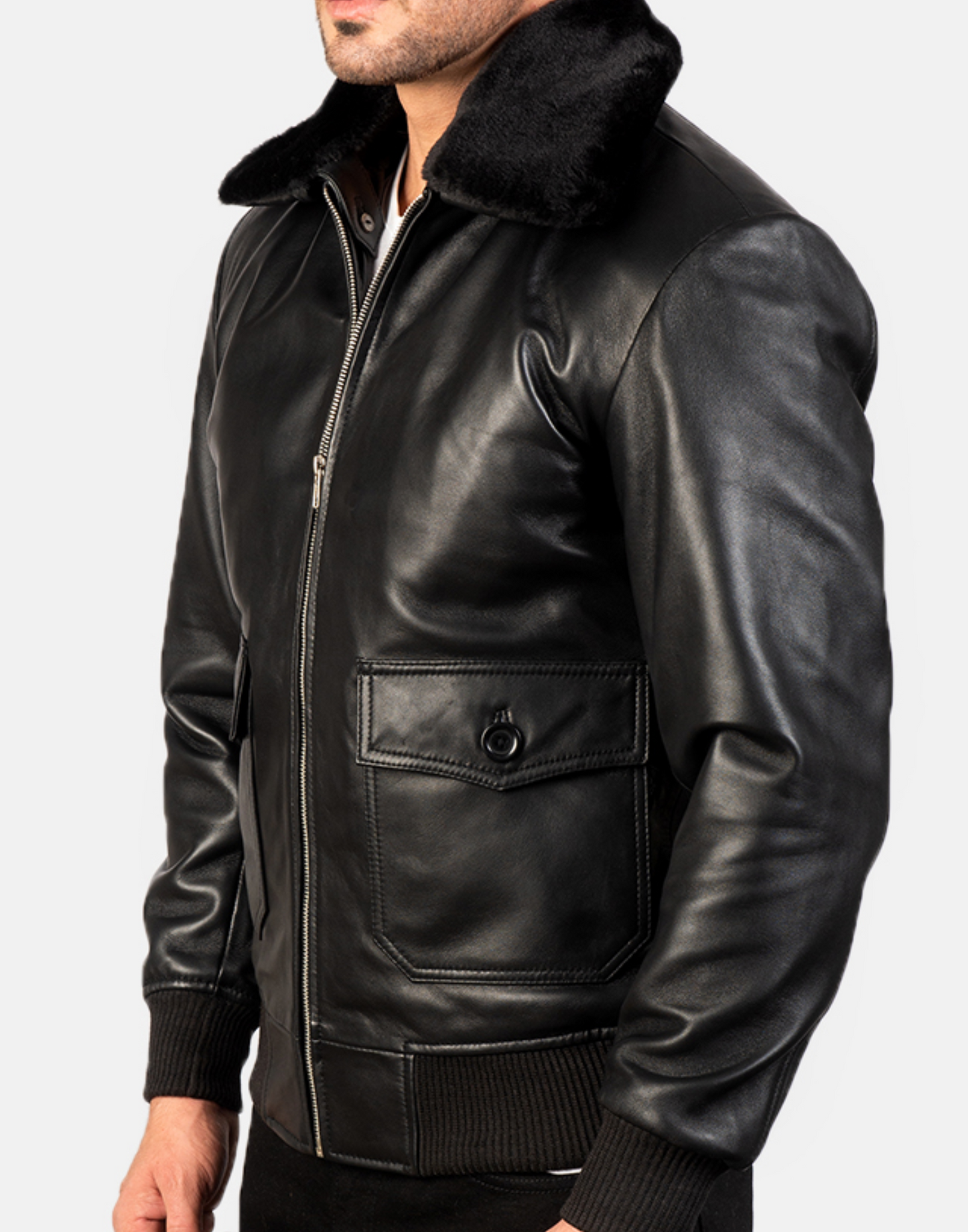 Airin G-1 Black Leather Bomber Jacket image 2