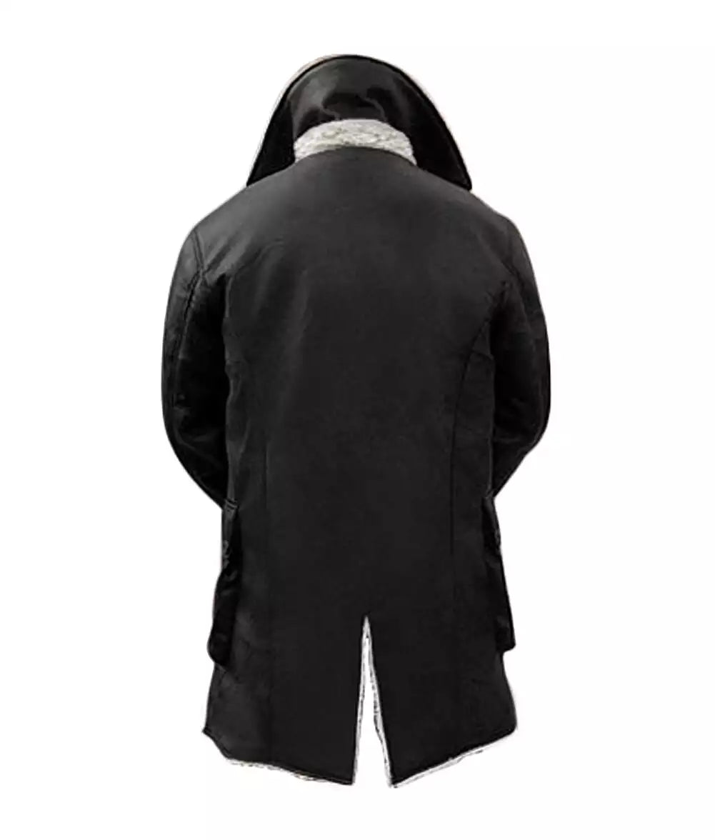 Men's Bane Black Genuine Leather Winter Coat - Swedish Bomber Jacket image 1