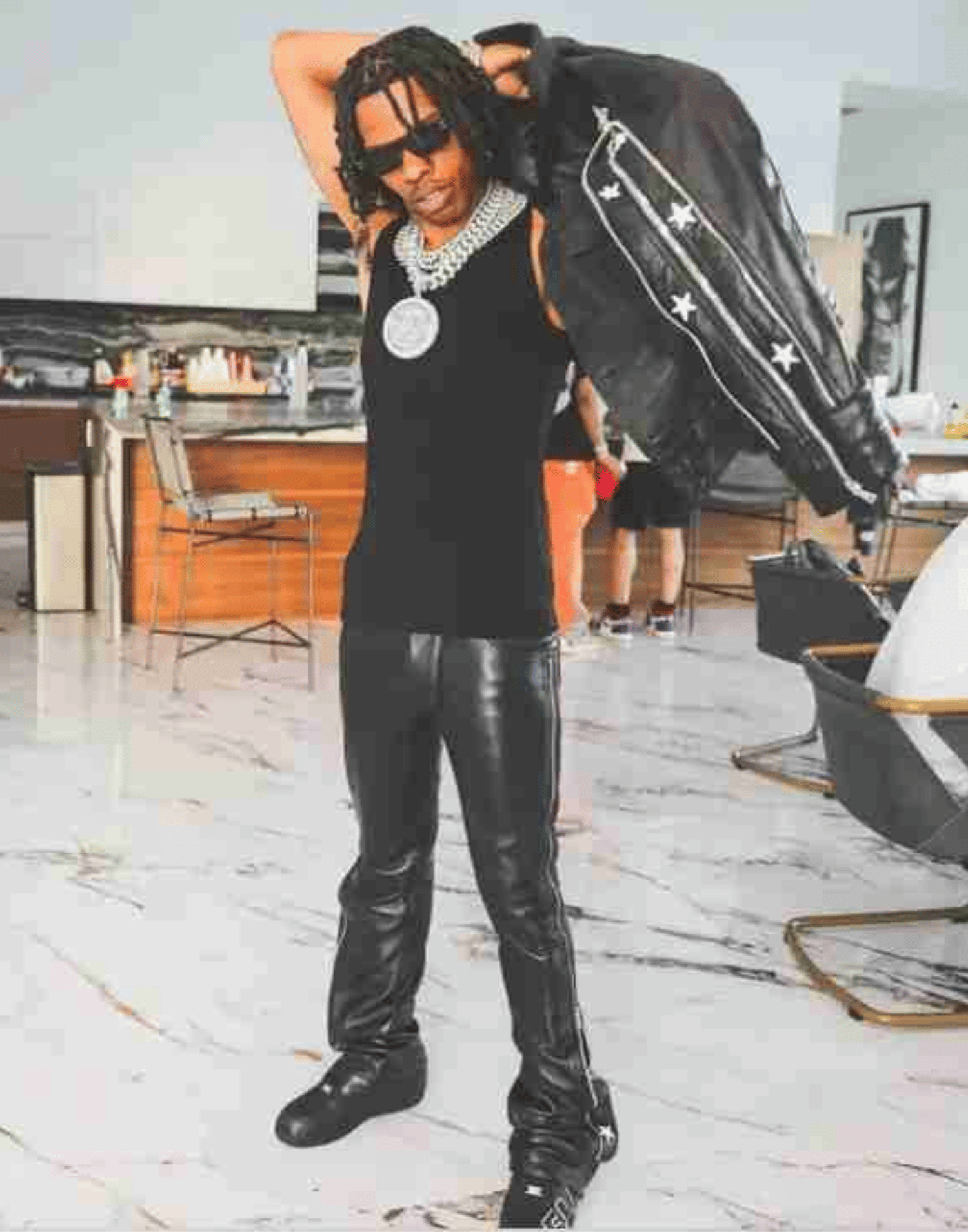 Black Sunset Rodeo Lil Baby Leather Jacket image 2