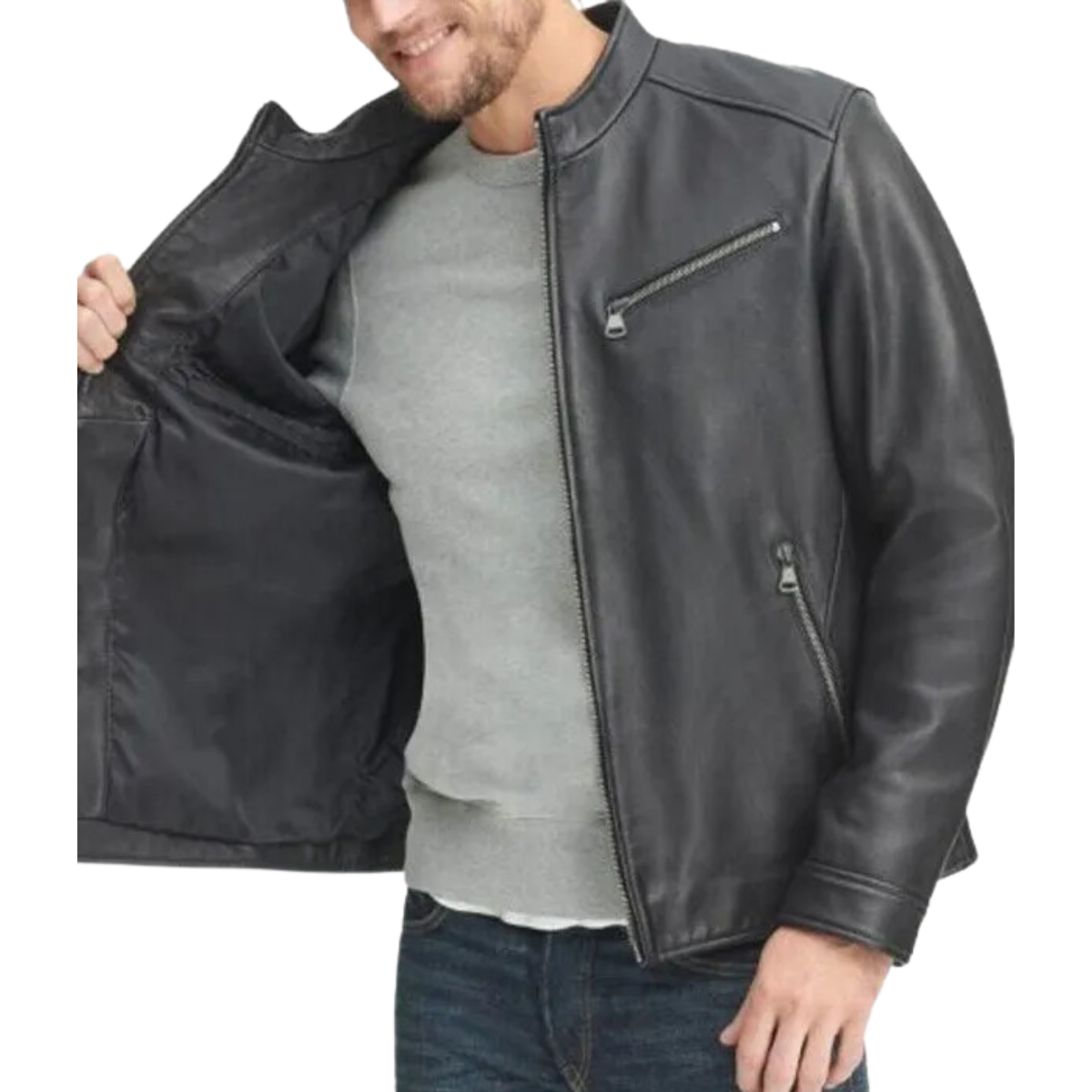 Adam Black Real Leather Jacket image 1