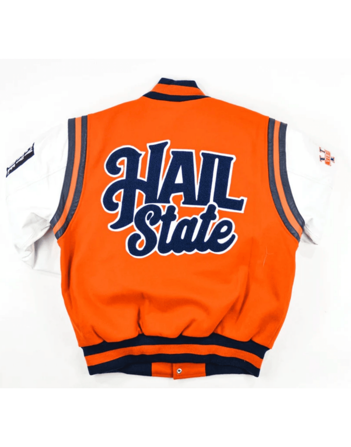 Virginia State Motto 2.0 Varsity Jacket Orange and White image 1