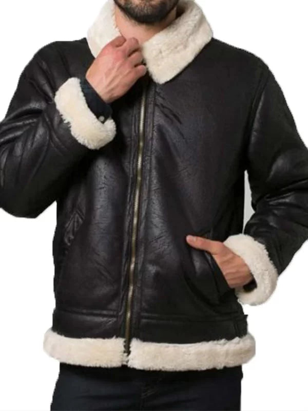 Mens Bomber Aviator Shearling Jacket image 1