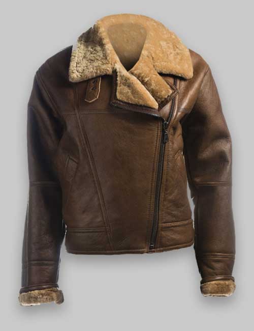 Women Flight Aviator Brown Shearling Jacket image 0