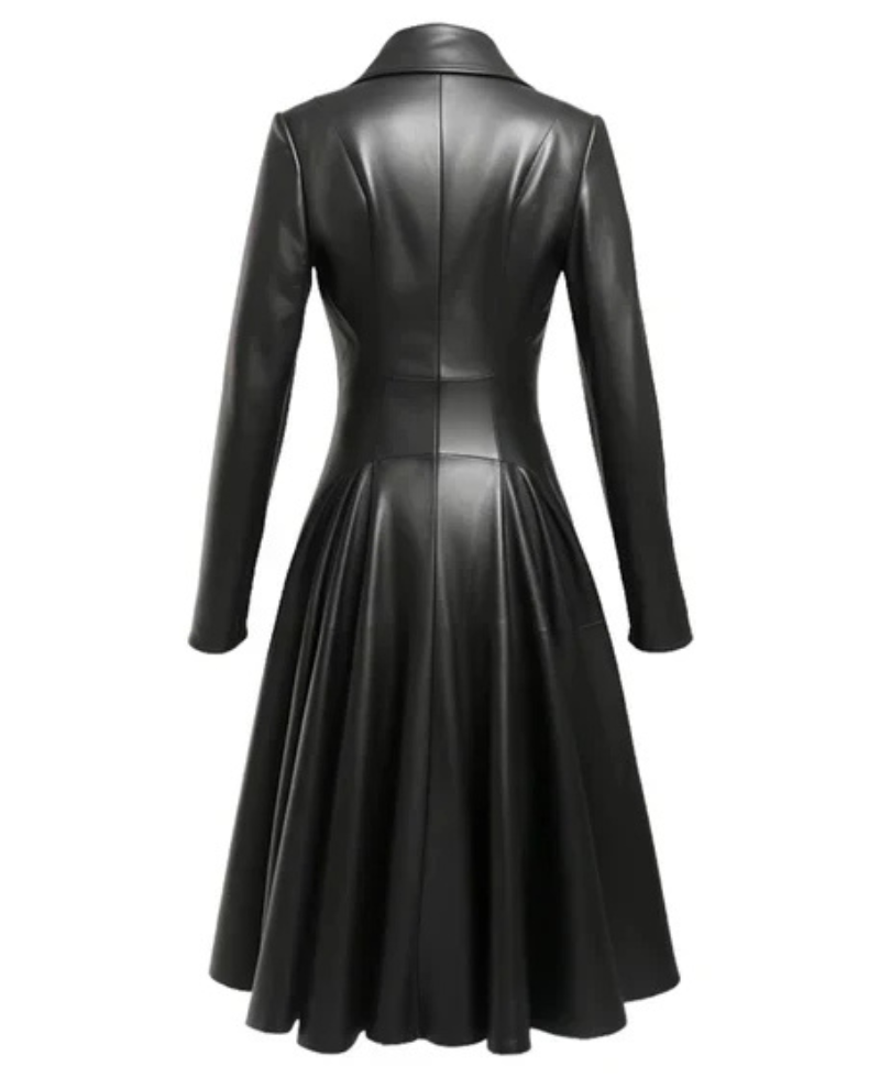 Women's Black Nexa Long Leather Coat image 1
