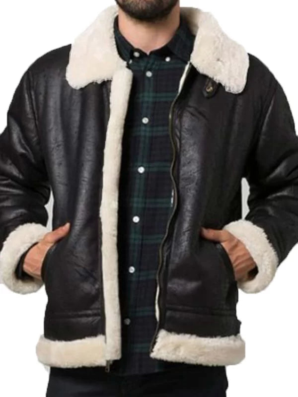 Mens Bomber Aviator Shearling Jacket image 0
