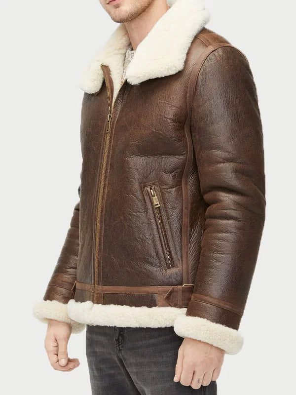 Alex Brown Sheepskin Shearling Aviator Leather Jacket image 1