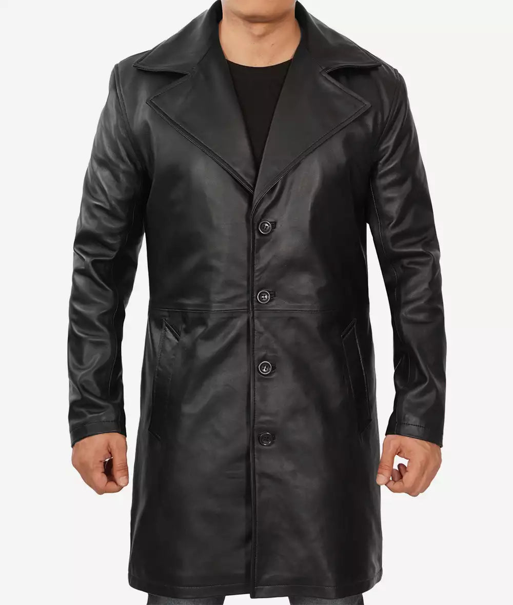 Men's Premium Lambskin Real Leather Black Coat image 0