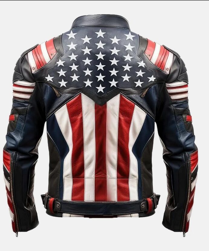 American Flag Leather Biker Jacket image 0