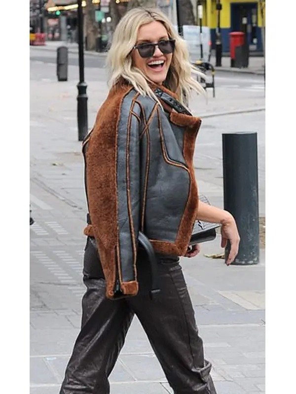 Ashley Roberts Christmas Shearling Aviator Jacket image 2