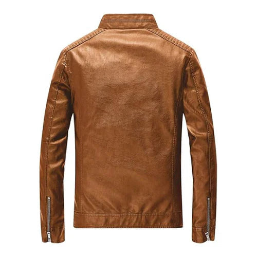 Men's Vendetta Brown Motorcycle Leather Jacket image 1