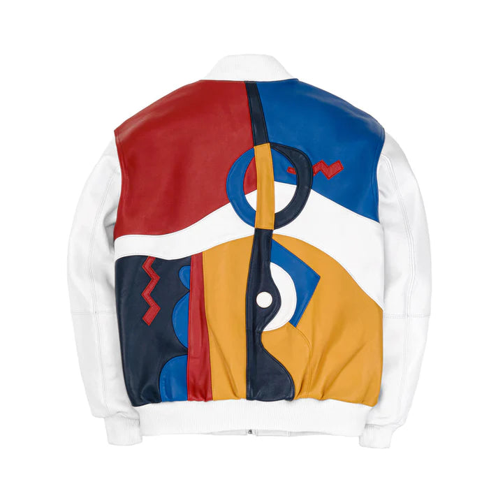 Men's Stylish White Pecaso With Red Leather Jacket image 1