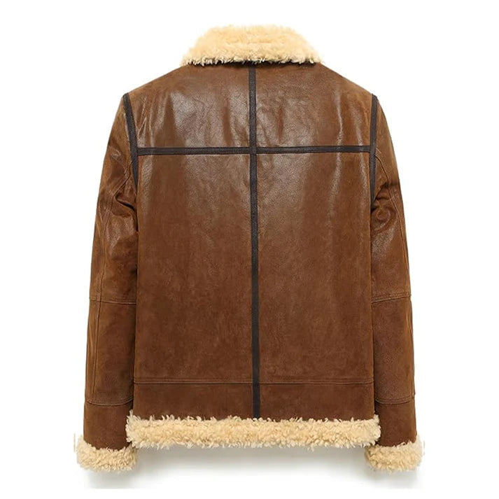 Men's Aviator Adjustable Warm Faux Shearling Leather Jacket image 1