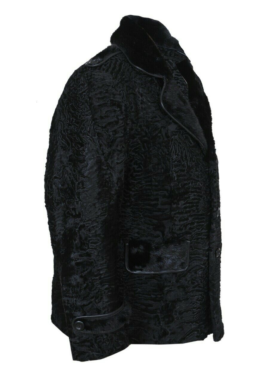 Black Real Persian fur coat jacket Black Mink Fur straps image 1