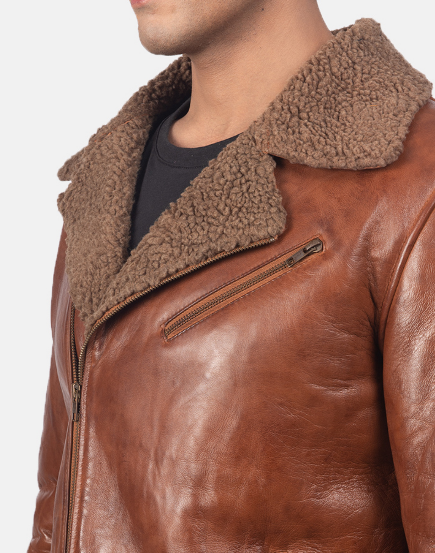 Alberto Brown Leather Shearling Jacket image 2