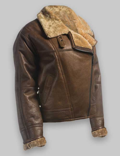 Women Flight Aviator Brown Shearling Jacket image 1