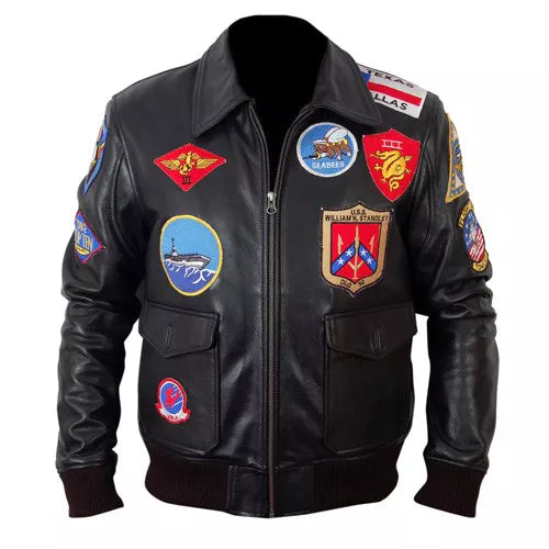 Top Gun Black Bomber Faux Leather Jacket image 0