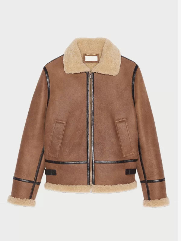Anderson Light Brown Aviator Shearling Jacket image 0