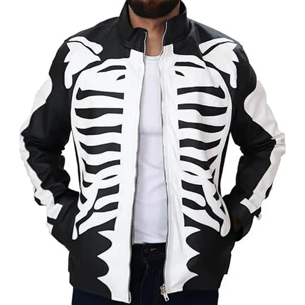 Men's Rob Zombie Skeleton Bones Skull Leather Jacket image 1