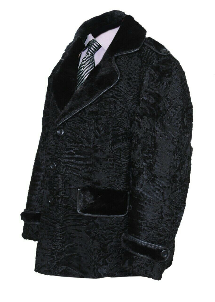 Black Real Persian fur coat jacket Black Mink Fur straps image 2