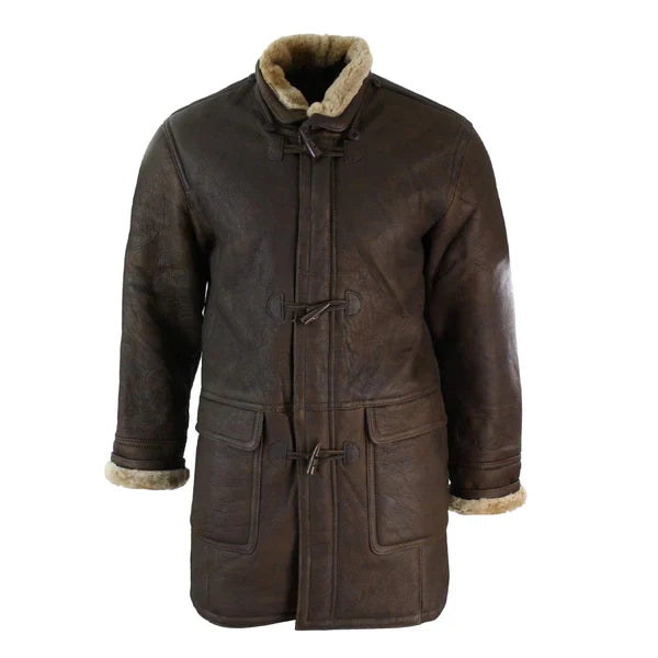 B3 Duffle Safari Premium Brown Leather Coat image 1