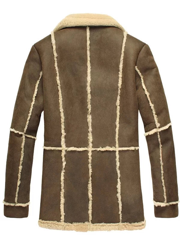 Mens Shearling Brown Sheepskin Leather Coat image 1