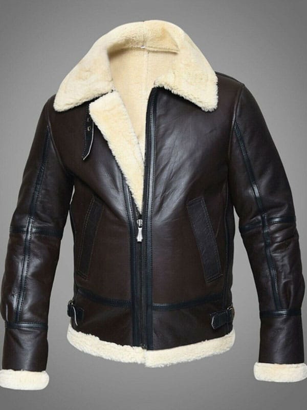 Mens RAF Sheepskin Leather Flying Jacket Dark Brown image 0
