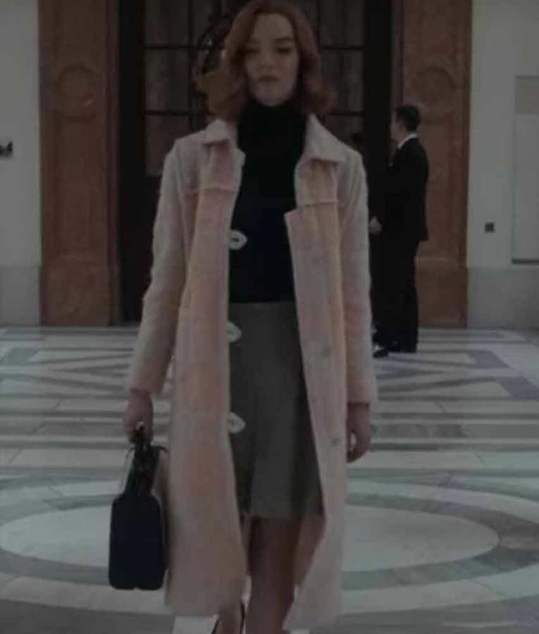 Anya Taylor-Joy The Queen’s Gambit Pink Coat image 3
