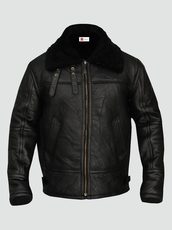 Mens Sheepskin Bomber Leather Jacket image 0